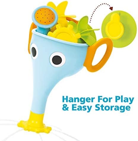 Funelefun Fill ‘N’ Sprinkle Bath Toy. an Elephant Trunk Funnel Toddlers Play with 3 Interchangeable Trunk Accessories That Spins, Twist and Sprinkle, Promotes Kids Stem-Based Learning. (Blue)