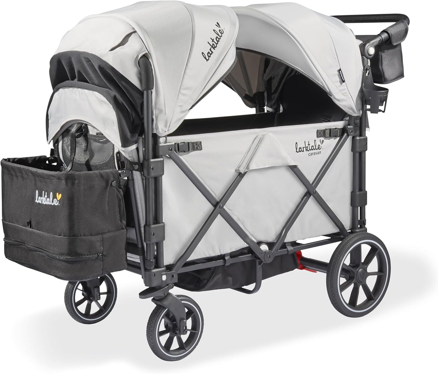 Caravan V3, Avalon Gray - Stroller/Wagon for Kids & Babies - Seats 2 Passengers or 200 Lbs. Total Weight Capacity. - Reclining Seats, Full-Coverage Sun Canopies, Height-Adjustable Handlebar