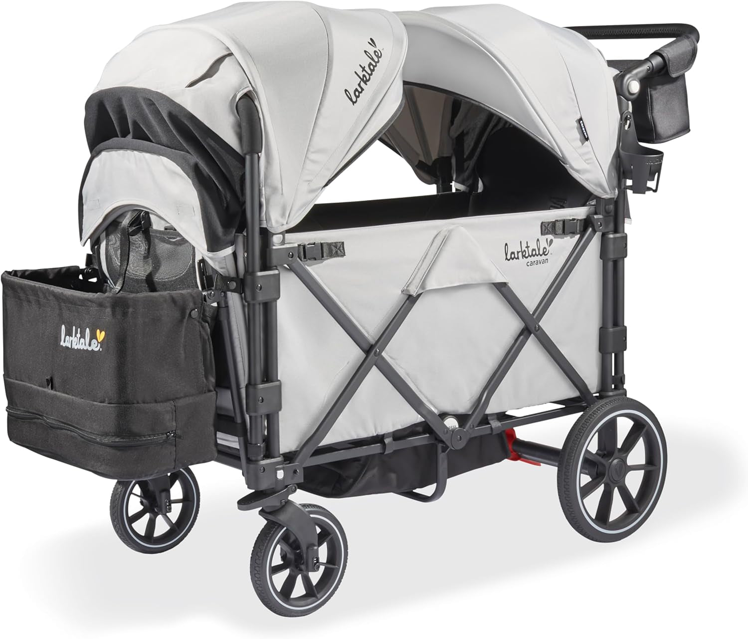 Caravan V3, Avalon Gray - Stroller/Wagon for Kids & Babies - Seats 2 Passengers or 200 Lbs. Total Weight Capacity. - Reclining Seats, Full-Coverage Sun Canopies, Height-Adjustable Handlebar
