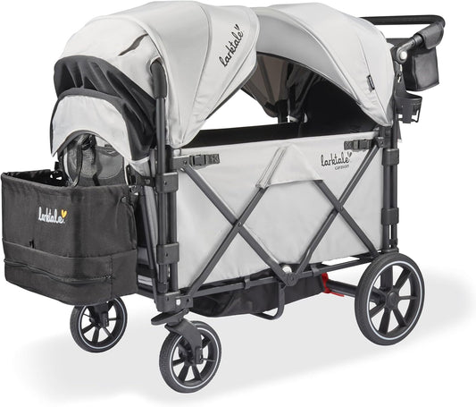 Caravan V3, Avalon Gray - Stroller/Wagon for Kids & Babies - Seats 2 Passengers or 200 Lbs. Total Weight Capacity. - Reclining Seats, Full-Coverage Sun Canopies, Height-Adjustable Handlebar
