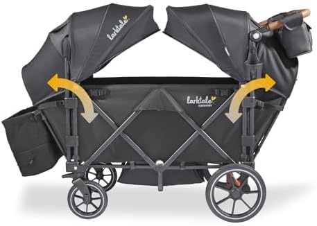 Caravan V3, Byron Black - Stroller/Wagon for Kids & Babies - Seats 2 Passengers or 200 Lbs. Total Weight Capacity. - Reclining Seats, Full-Coverage Sun Canopies, Height-Adjustable Handlebar