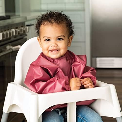 Mess Proof Baby Bib, 2 Pack Long Sleeve Bib Outfit, Waterproof Bibs for Toddlers, Machine Washable, Tug Proof