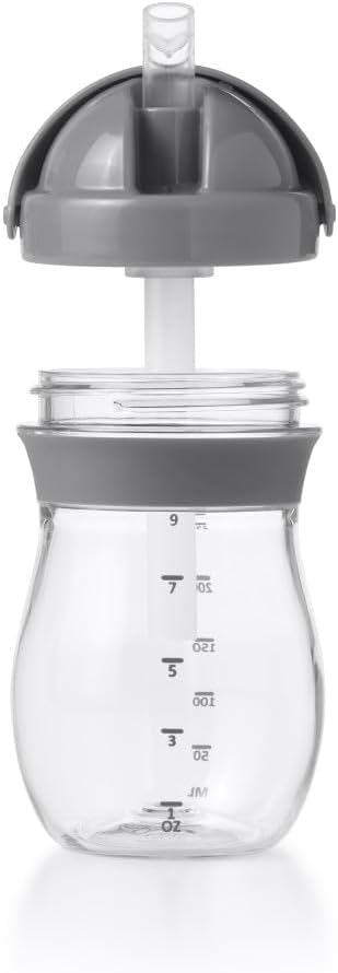 - Transitions Straw Cup - Spill-Proof No Mess - Transition from Bottle, Breast Feeding Sippy Cup - 9 Oz - Gray
