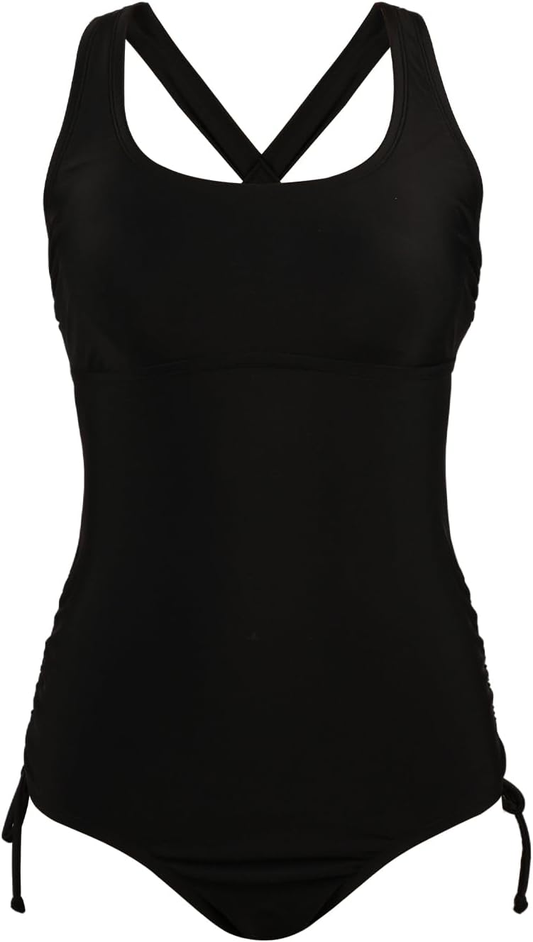 Women Maternity Swimsuit One Piece Crisscross Self Tie Back Strappy Side Square Neck Bathing Suit
