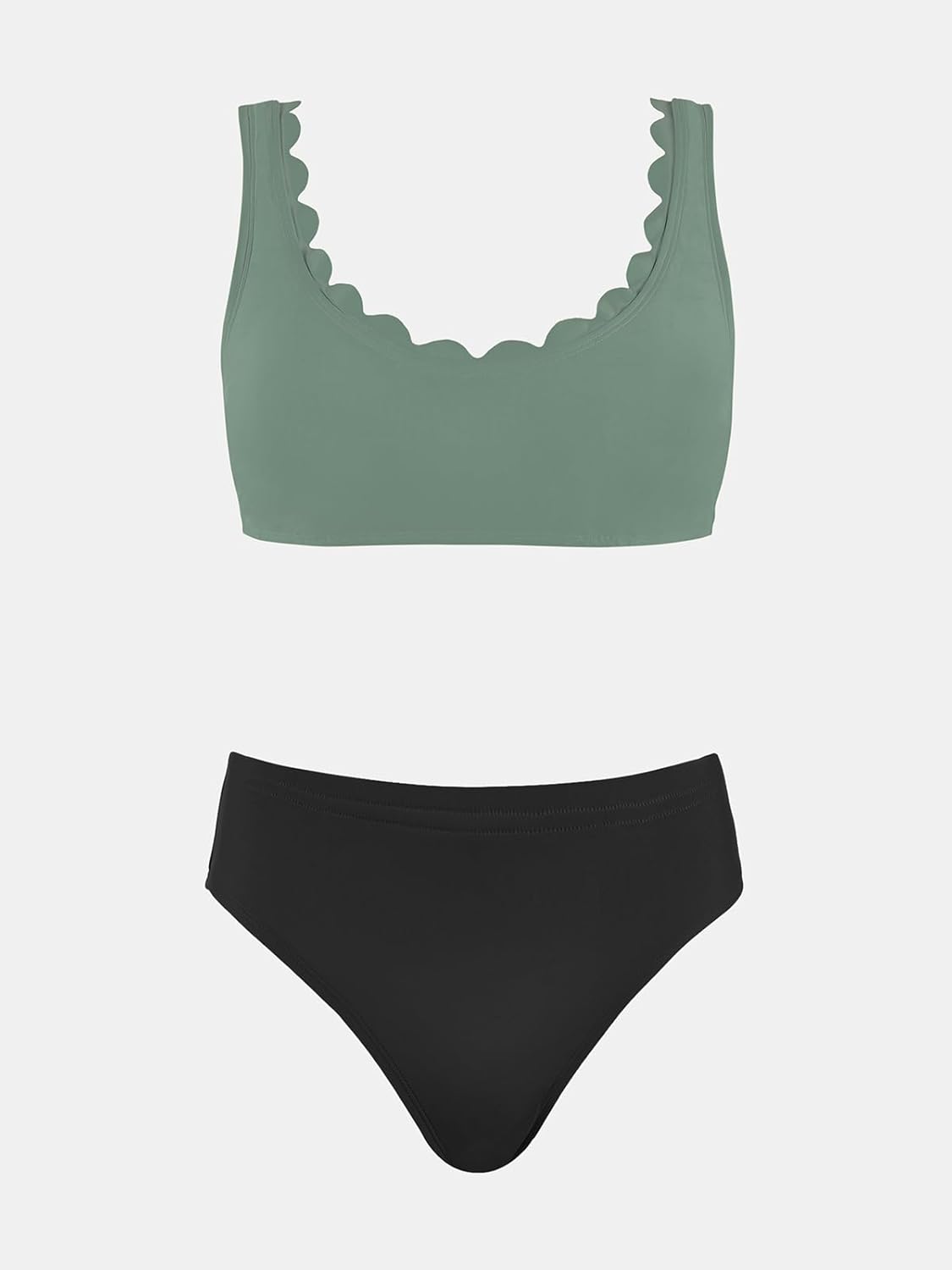 Women'S Maternity Bikini Sets Pregnancy Swimsuit Low Rise Scalloped Scoop Neck Adjustable Straps Back Hook