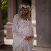 Boho Maternity Lace Dresses for Photo Shoot Pregnant Woman Photography Dress Maternity Photo Shooting Maxi Gown V-Neck