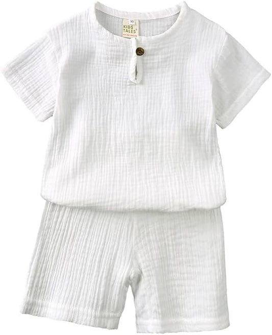 Toddler Baby Boy Clothes Set Cotton Linen Summer Outfits Short Sleeve T-Shirt Shorts Set 2Pcs Boy Clothes Outfits