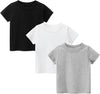 Toddler Boys Cotton T-Shirts,Baby Summer Short Sleeve Solid Crewneck Tees