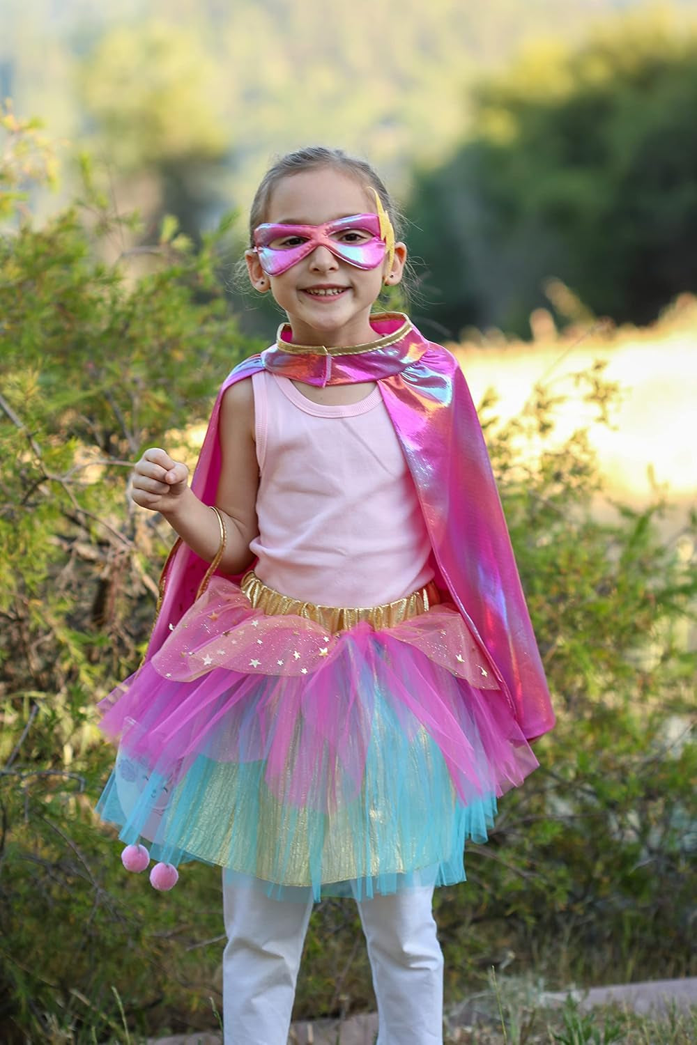 Super-Duper Tutu/Cape/Mask, Pink/Gold Size 4-6