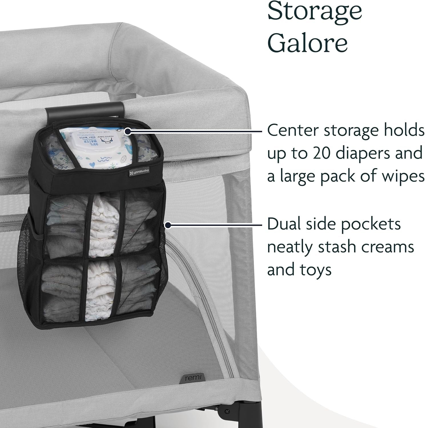 Remi Changing Station Organizer/Easy Clip-On Attachment/Neatly Stores Diapering Essentials