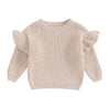 Baby Solid Color Ruffle Sweater Knitted Autum Winter Baby Girl Clothes round Neck Kid Toddler Girl Pullover Baby Outerwear