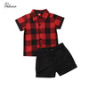 2025 Baby Summer Clothing Toddler Kids Baby Boy Gentleman Clothes Checked Shirt Tops Shorts Bottoms 2Pcs Formal Outfit 1-5T