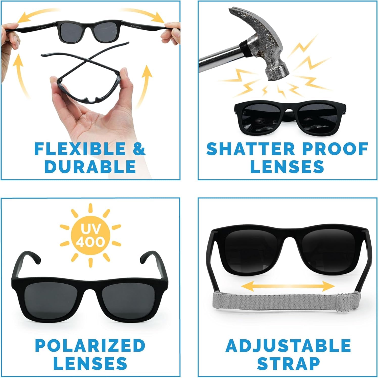 Sunglasses for Kids, with Strap & UV-400 Protection