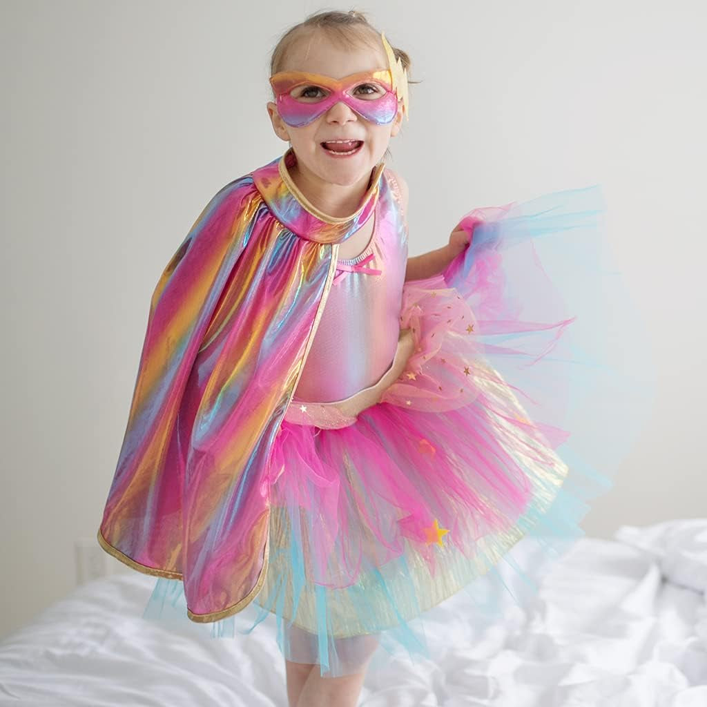 Super-Duper Tutu/Cape/Mask, Pink/Gold Size 4-6