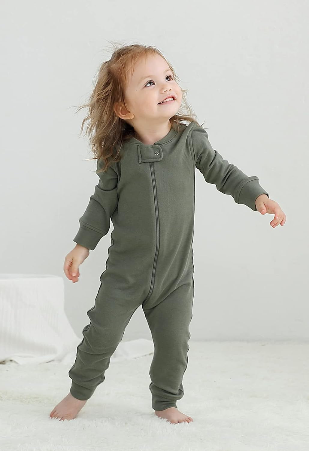 Organic Cotton Baby Boy Girl Zip up Sleep N Play, Footless, Long Sleeve Pajamas