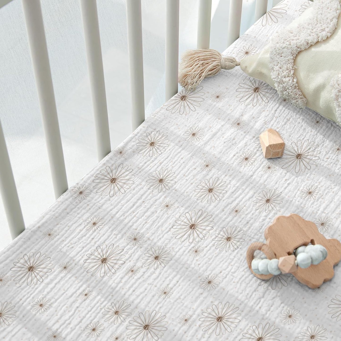 Lulumoon Crib Sheet Muslin for Baby: Soft Cotton Crib Sheets Fitted for Toddler Girl and Boy - Breathable Crib Mattress Sheet 28"X 52"