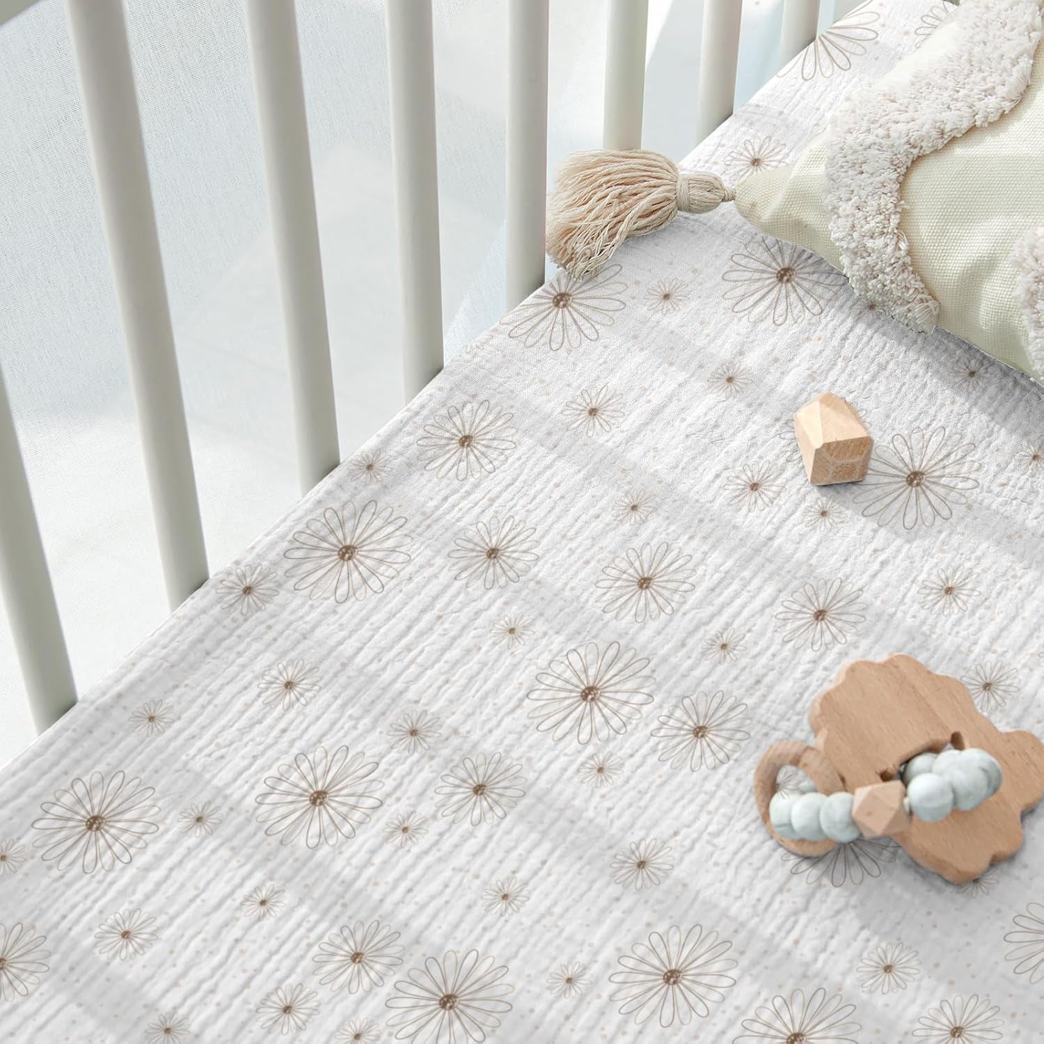 Lulumoon Crib Sheet Muslin for Baby: Soft Cotton Crib Sheets Fitted for Toddler Girl and Boy - Breathable Crib Mattress Sheet 28"X 52"