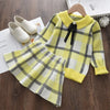 Kids Christmas Sweet Knitwear Suits Girls Baby Plaid Sweaters Coats Suspender Dress Outfits Princess Clothes Sets