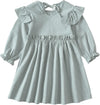 Toddler Girl Cotton Linen Dress Long Sleeve Ruffle Fall Dress Kids Solid Dresses Casual Clothes