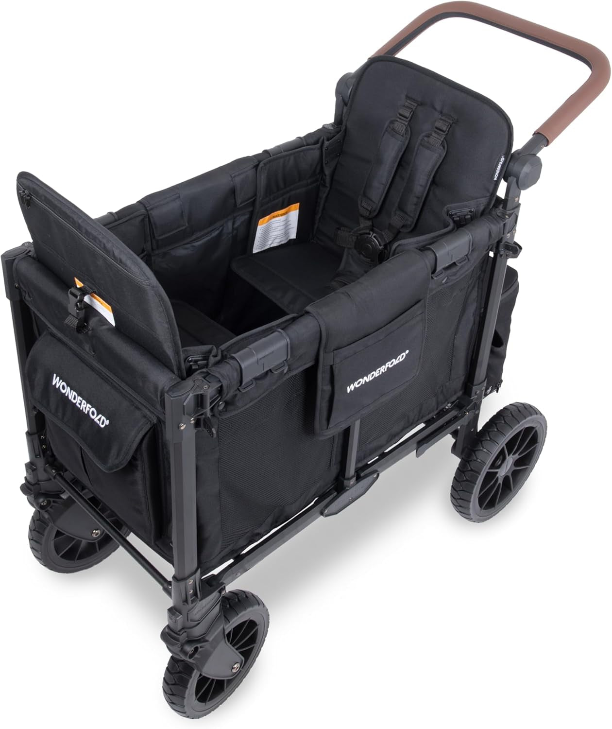 W2 Luxe Pro Stroller Wagon (2 Seater) - Collapsible Wagon Stroller with Seats Featuring 5-Point Safety Harnesses and Adjustable Sun Canopy, Jet Black