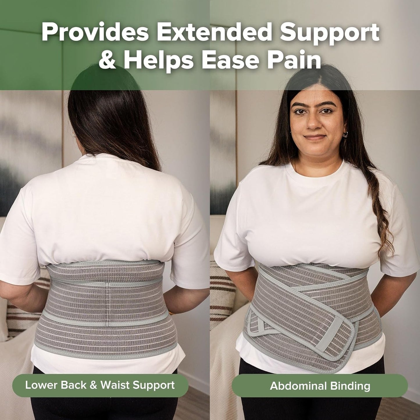 Postpartum Belly Band, Postpartum Belly Wrap Back Support, Natural Delivery & C Section Recovery Band Waist Shaper, M Grey