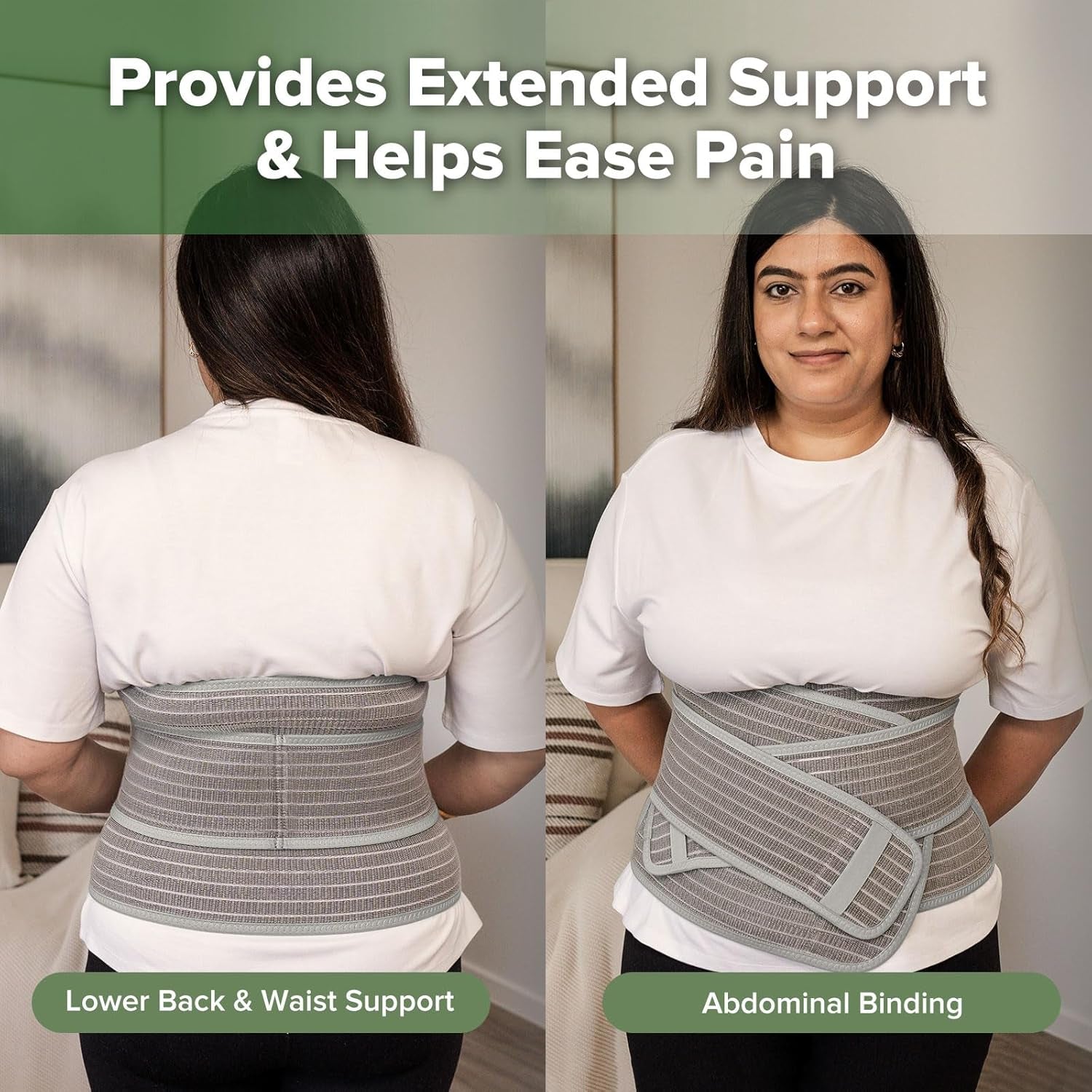 Postpartum Belly Band, Postpartum Belly Wrap Back Support, Natural Delivery & C Section Recovery Band Waist Shaper, M Grey