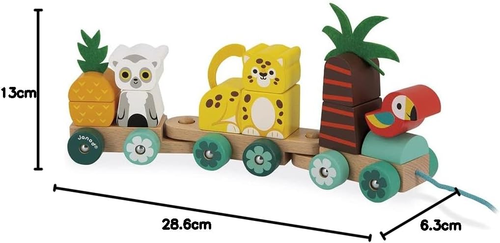 - Tropik - Pull-Along Tropical Train - Wooden 3 Wagons - Imaginative Early-Learning - Building - for Babies and Toddlers - from 12 Months - 382728.