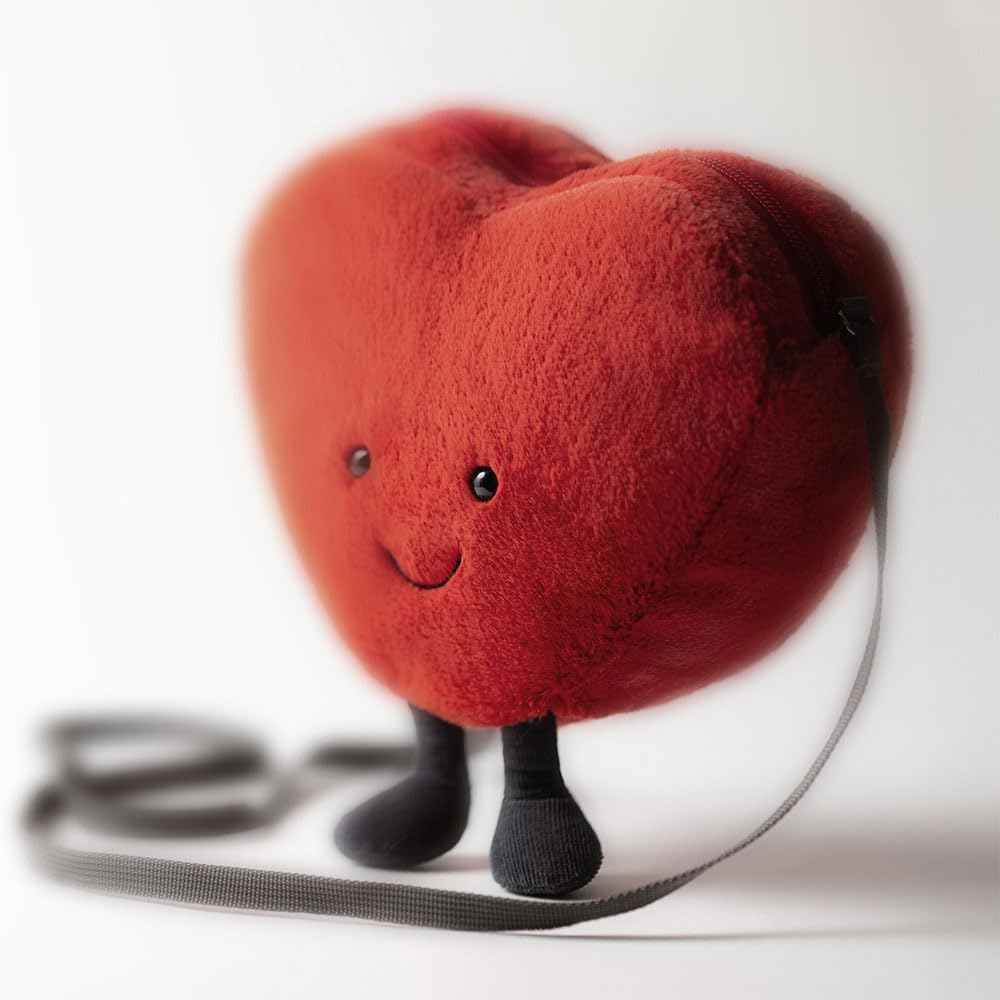 Amuseables Heart Plush Bag, 7 Inches - Crossbody and Shoulder Purse - Fun and Unique Handbag