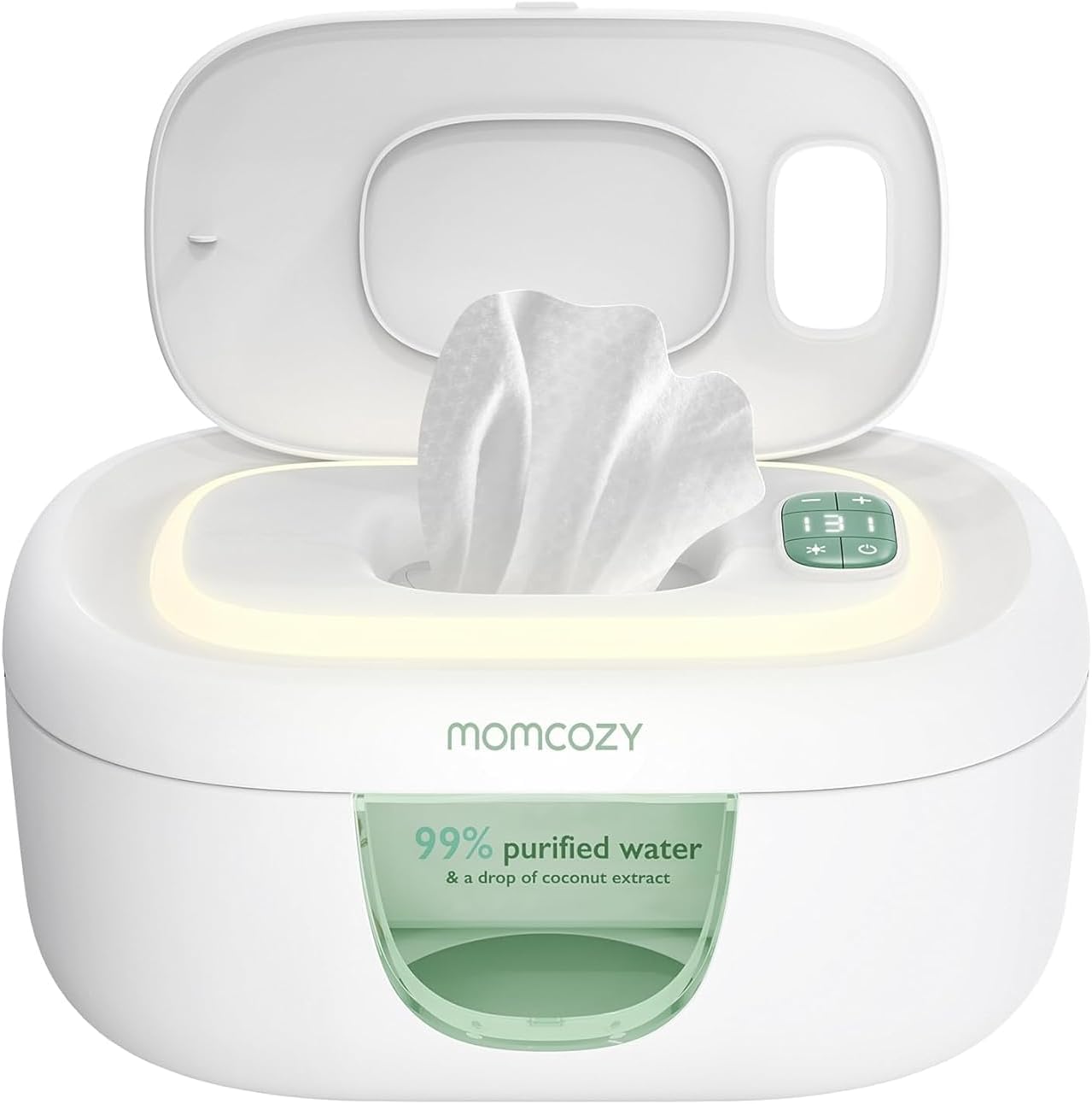 Baby Wipe Warmer, Innovative Spring Design, Large Capacity Wipes Dispenser, Fast and Even Heating, 4 Modes of Temperature Heating Control, Diaper Wipe Warmer with Night Light