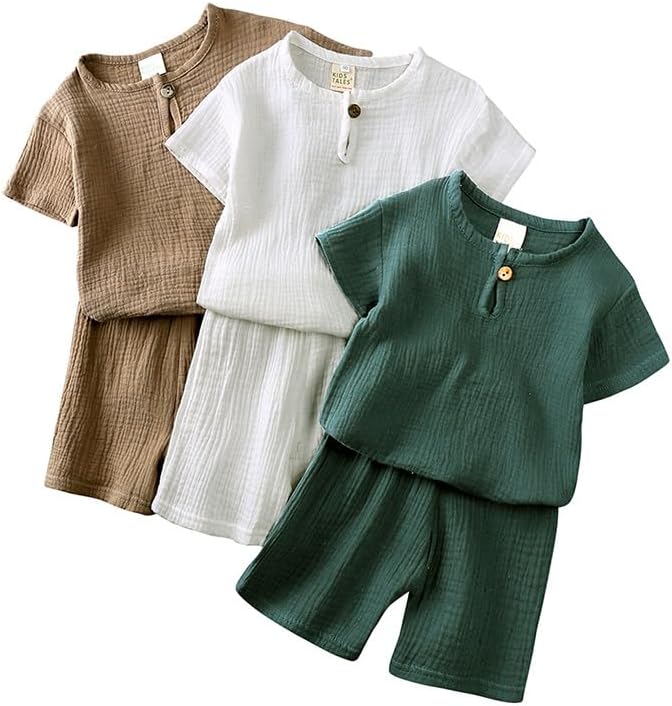 Toddler Baby Boy Clothes Set Cotton Linen Summer Outfits Short Sleeve T-Shirt Shorts Set 2Pcs Boy Clothes Outfits