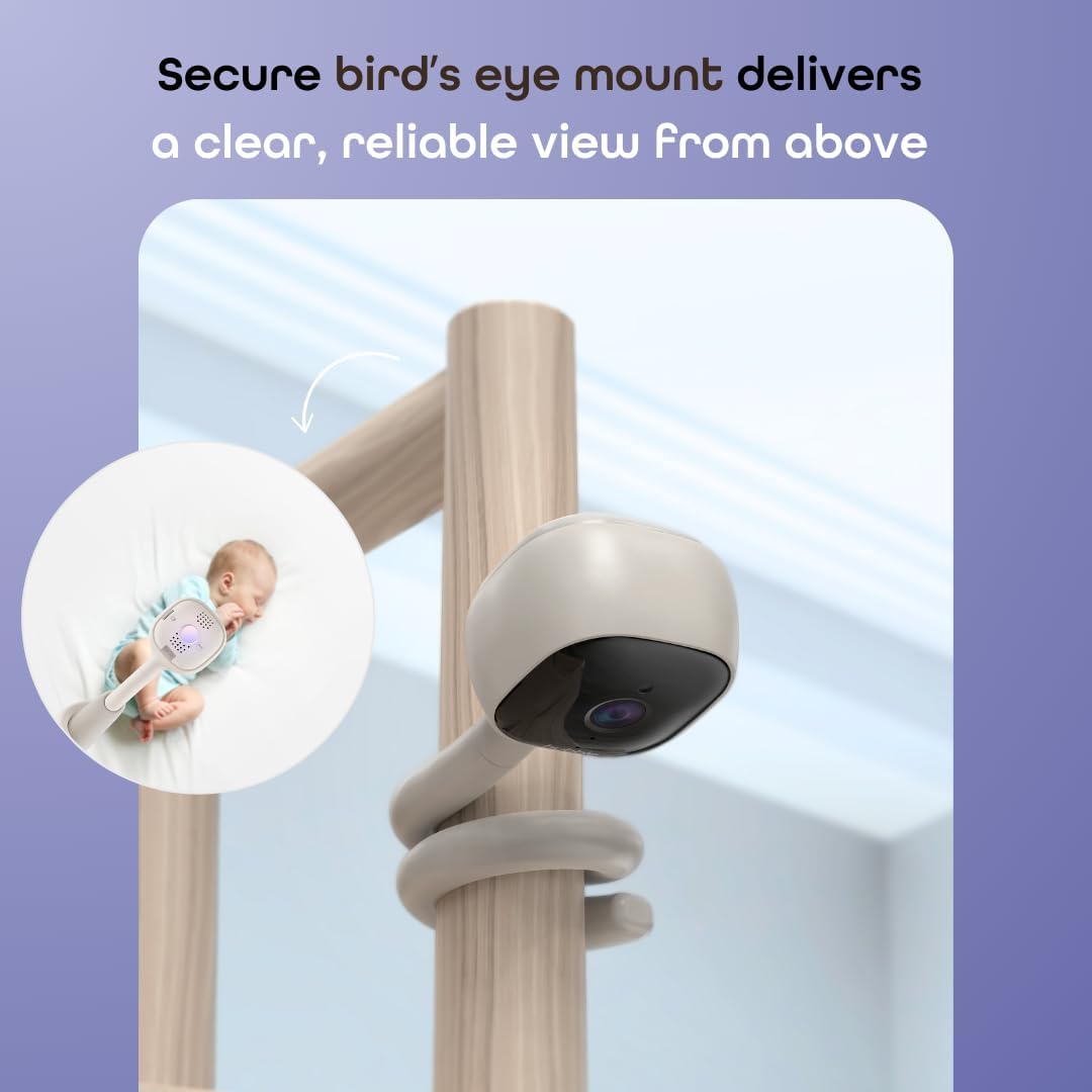 AI Vision 2K UHD Smart Baby Monitor with Advanced AI Features-Covered Face/Rollover Alert, Baby Cry Detection, Advanced Sleep Insights, Nightlight and Built-In Smart Soother