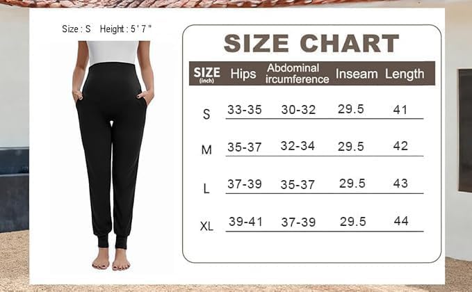 Maternity Pants over the Belly Lounge Sweatpants Stretchy Comfy Pregnancy Trousers with Pockets