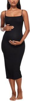 Women' S Maternity Dress Ribbed Spaghetti Strap Bodycon Dresses Square Neck Maternity Clothes for Baby Shower