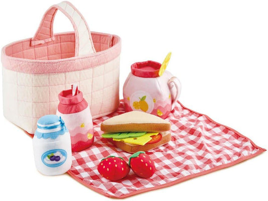 Picnic Playset| 12 Pcs Soft Indoor and Outdoor Pretend Food Toy for Toddlers, Pink