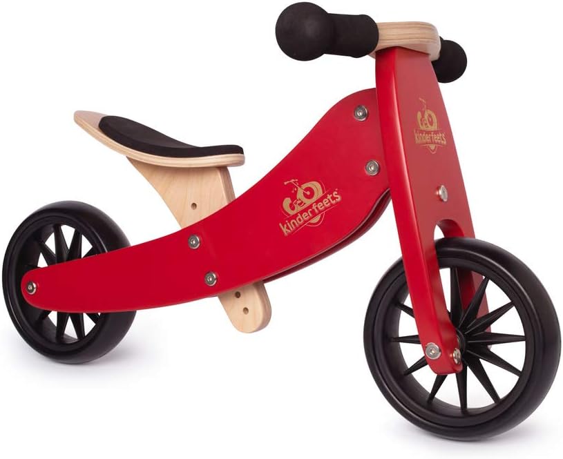 Tinytot 2-In-1 Wooden Balance Bike and Tricycle - Easily Convert from Bike to Trike | Adjustable Riding Balance Toy for Kids and Toddlers | Ages 12 to 24 Months