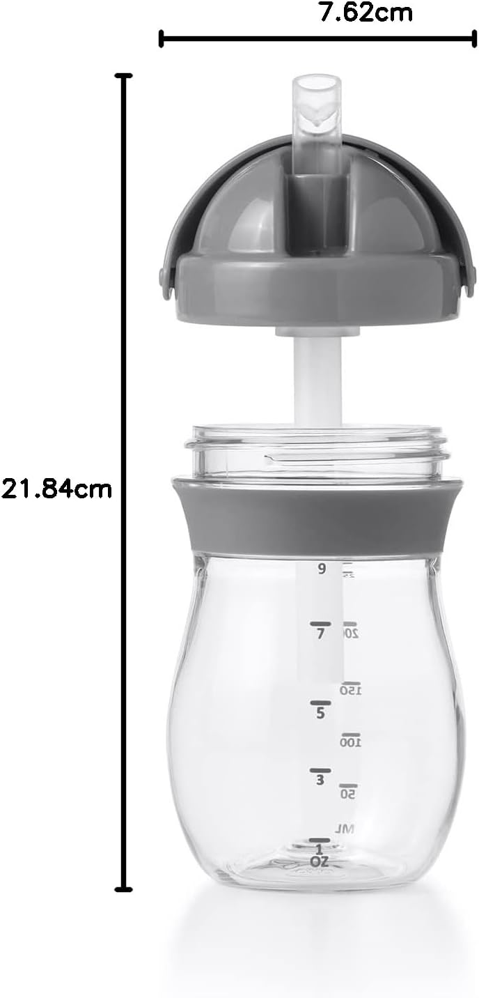 - Transitions Straw Cup - Spill-Proof No Mess - Transition from Bottle, Breast Feeding Sippy Cup - 9 Oz - Gray
