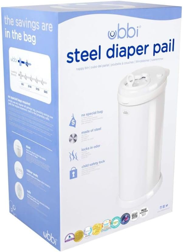 Steel Diaper Pail, White