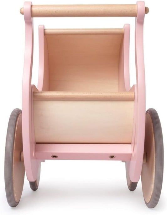 Pram Walker - Toy Stroller for Babies, Kids, and Toddlers | Sustainable and Eco-Friendly | 2-In-1 Walker and Stroller Design | Storage Space for Stuffed Animals | 12 Months up (Rose)