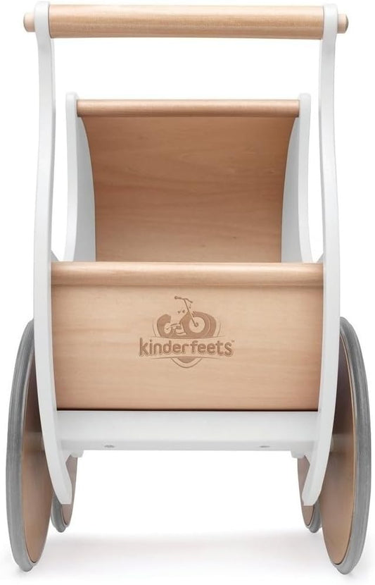 Pram Walker - Toy Stroller for Babies, Kids and Toddlers | Sustainable and Eco-Friendly | 2-In-1 Walker and Stroller Design | Storage Space for Stuffed Animals | 12 Months up (White)