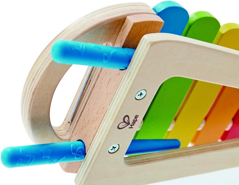 Rainbow Xylophone| Wooden Rainbow-Colored Xylophone with Non-Slip Sticks & Musical Note Motif, Musical Toy for Kids 12Months & Up, Multicolor (E0606)