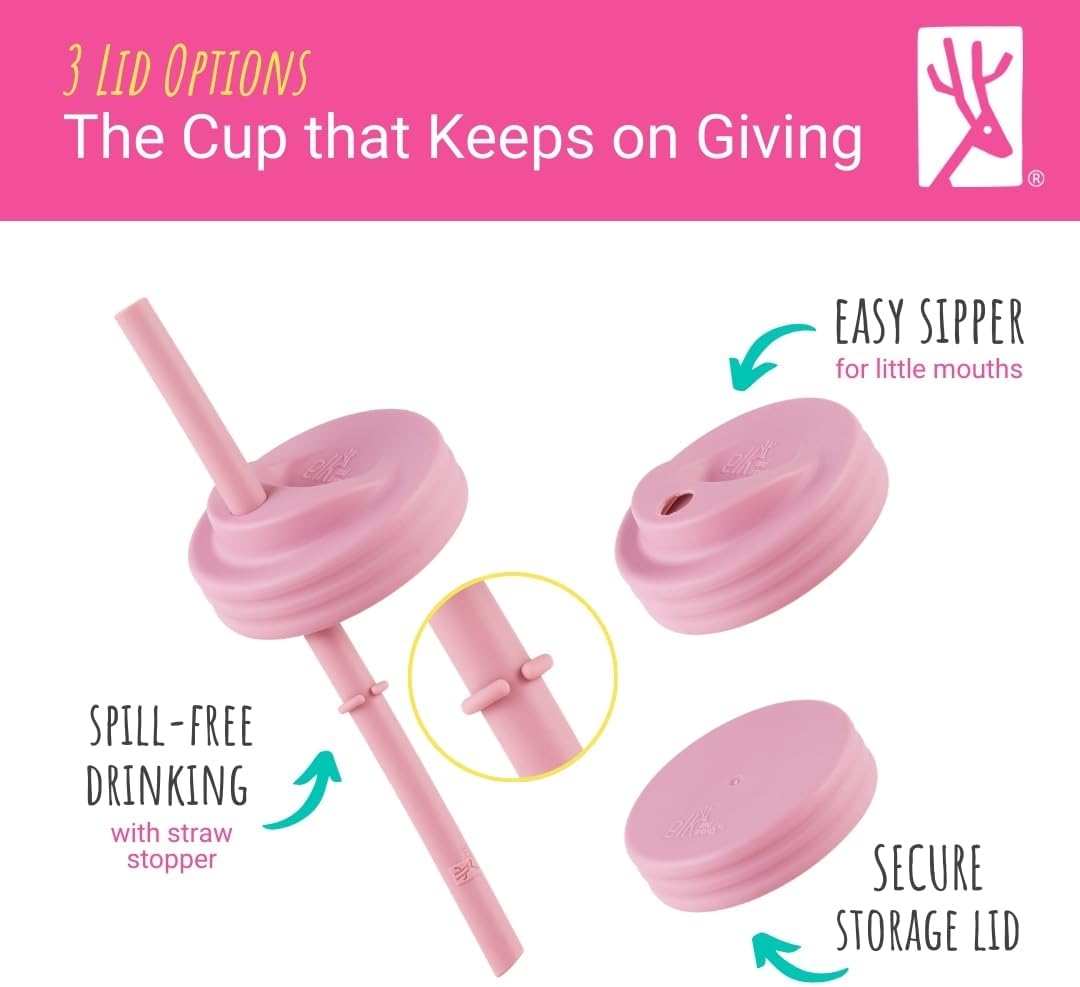 Kids & Toddler Cups | the Original Glass Mason Jars 8 Oz with Silicone Sleeves & Silicone Straws with Stoppers | Smoothie Cups | Spill Proof Sippy Cups for Toddlers