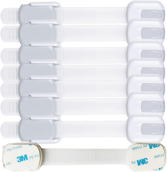Child Proof Baby Safety Locks for Cabinet Locks Extra 3M Adhesive No Screws for Drawers Cupboard Doors (8Pack Child Safety Cabinet Locks)