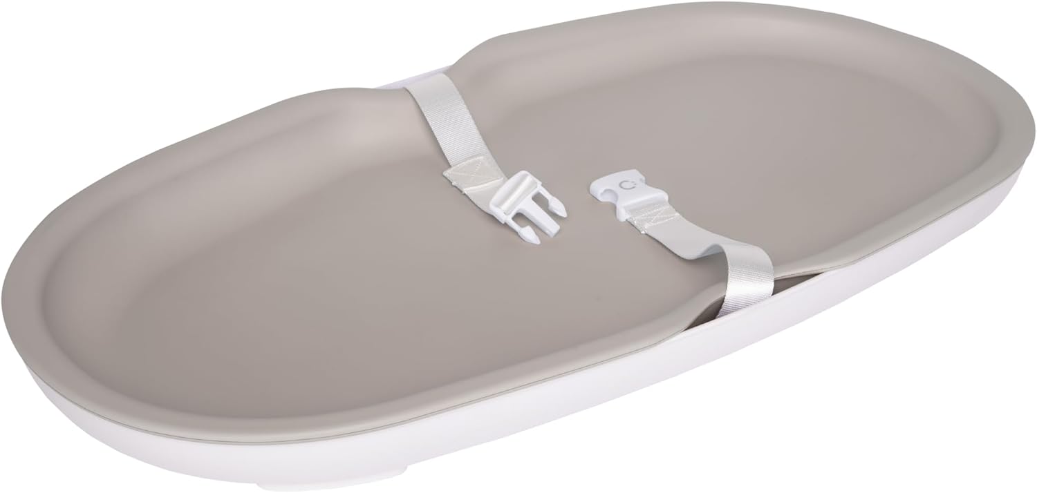 Baby Changing Pad, Easy to Clean with Detachable Base, Lightweight, Waterproof Foam, Includes Safety Strap and Non-Skid Feet, Taupe