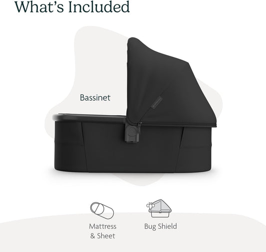 Bassinet V3 - Compatible with Vista, Cruz, Ridge Strollers - Overnight Sleep Solution - Mattress, Sheet and Bug Shield Included - Jake (Charcoal/Carbon Frame)