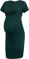 Women'S Short Sleeve Maternity Dress Side Ruched Pregnancy Clothes