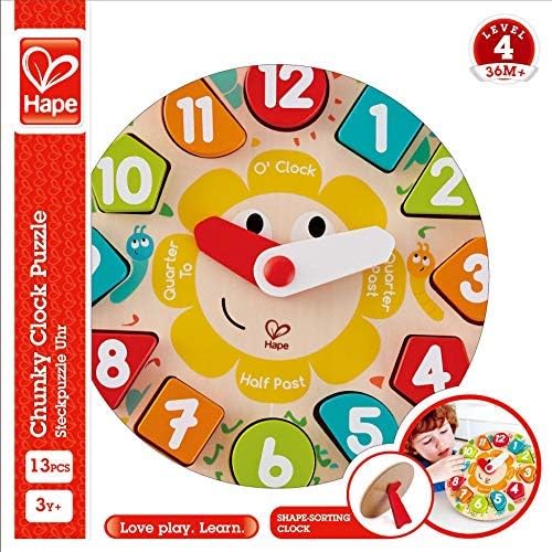 Chunky Clock Puzzle Game, Multicolor, 9.65'' X 1.38''