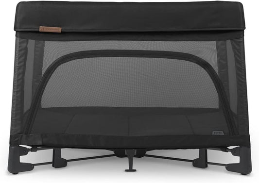 Remi Playard | Deluxe 3-In-1 Portable Playard, Bedside Bassinet + Travel Crib| Mesh Bassinet, Mattress, Organic Cotton Mattress Cover + Storage Bag Included | Jake (Charcoal)