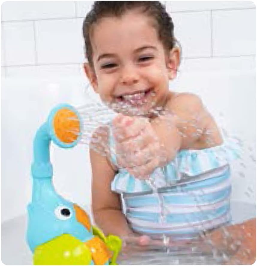 - Elefountain Water Show - Bath Time Circus Toy with 4 Interchangeable Accessories - Suction Cup - Battery Operated - BPA Free - Sensory Development - from 18 Months Old – 40416