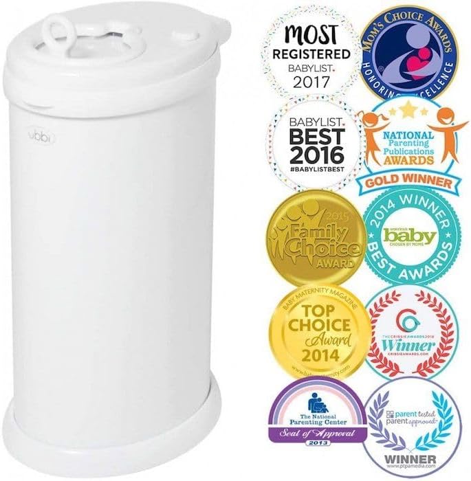 Stainless Steel Diaper Pail, Odor Locking, No Special Bag Required, Award-Winning, Registry Must-Have, Oat Milk (Matte)