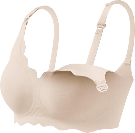 Nursing Bras for Breastfeeding, Ultra Comfort Scalloped Seamless Jelly Strip“ Supportive Maternity Bras